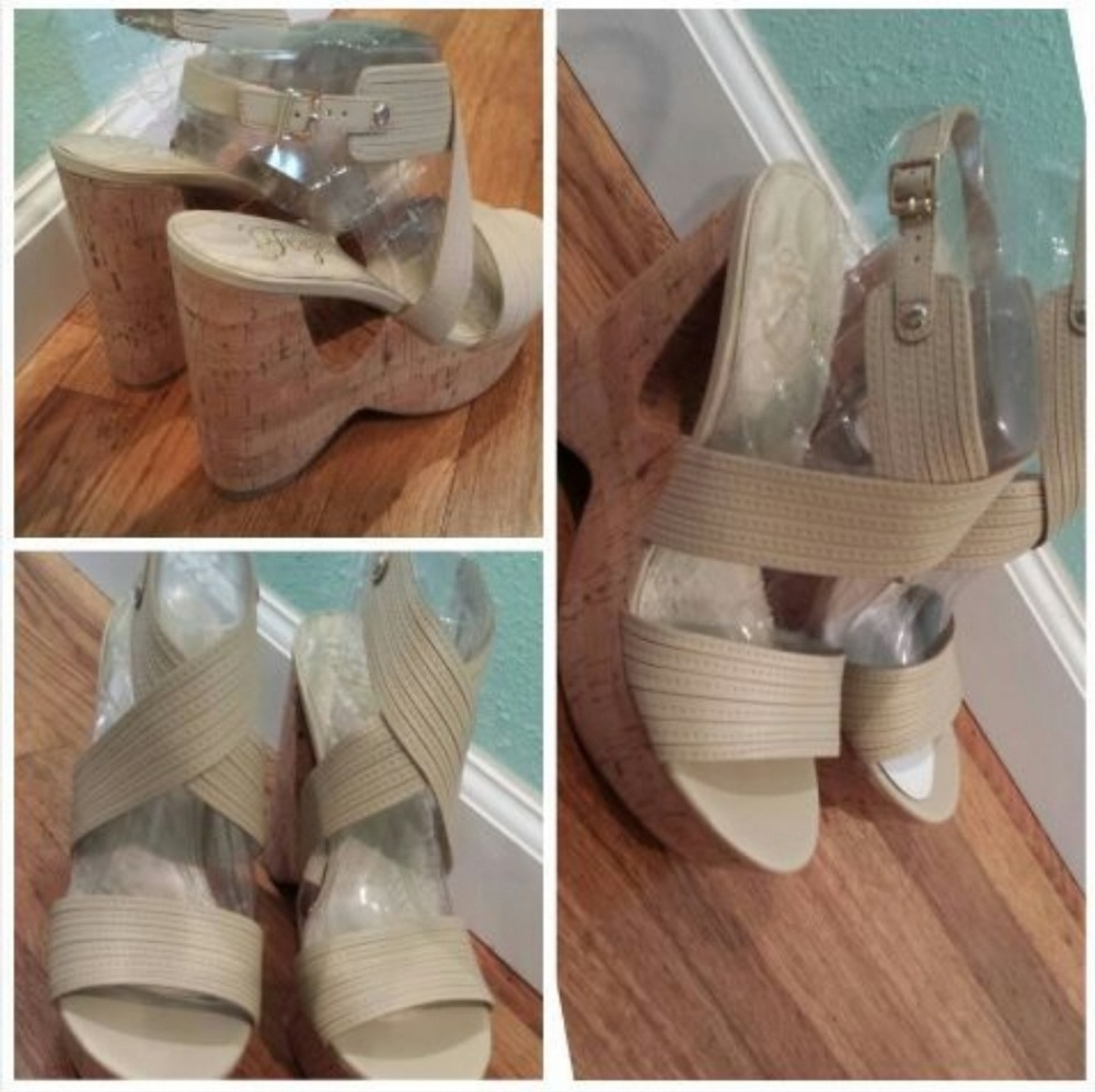 Nude wedges by FERGIE